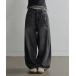  джинсы Denim Denim брюки [2025FW новый продукт item ] Uni -k кнопка карман ba Rune Silhouette широкий Denim брюки женский 