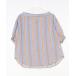 [BRACTMENT] полоса рисунок короткий рукав блуза - голубой женский 
