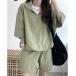  выставить половина Zip короткий рукав tops × шорты SET женский 