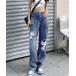 [Miniministore] повреждение обработка Denim брюки S индиго голубой женский 