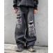  широкий брюки джинсы авария повреждение обработка широкий распорка Denim брюки мужской 