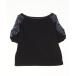 [JEANASIS] вышивка трикотаж с коротким рукавом FREE черный женский 