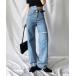 [me+em select] повреждение обработка Denim брюки SMALL голубой женский 