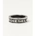 [DIESEL] кольцо 5.5 серебряный × черный мужской 