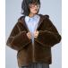  пальто внешний мех боа капот жакет / боа парка женский 