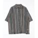 [RAGEBLUE] полоса рисунок рубашка с коротким рукавом L Brown мужской 