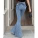  джинсы Denim Denim брюки [Jasmine] задний лента bell низ Denim брюки женский 