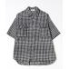 [MONO-MART] в клетку рубашка с коротким рукавом M черный мужской 