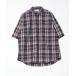 [FREAK'S STORE] в клетку рубашка с коротким рукавом L темно-синий мужской 