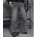  широкий брюки джинсы [Spielio]Eyelet belted denim / отверстие bell tedo Denim мужской женский 