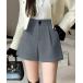  брюки Chiina/ высокий талия tuck ввод шорты женский 