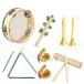  music toy intellectual training toy musical instrument toy percussion instruments set Kids toy tambourine triangle castanet wood block handbell music less coloring natural 5 kind 