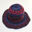 ワイヤー入り ニット ハット帽〈レッド＆ネイビー〉ウール100％ アジアン エスニック ボヘミアン 自然素材 帽子 ネパール製 送料無料 クリックポスト 女優帽