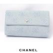 CHANEL シャネル クラッチバッグ兼用トラベルポーチ キャンバス ロゴ/ライトブルー 中古 送料無料