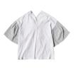 カットソー レディース ボリューム袖  Tシャツ 異素材 半袖 五分袖 ボリューム袖 大きいサイズ デザイン袖 トップス キャンディスリーブ