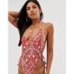 �G�C�\�X&nbsp;ASOS&nbsp;DESIGN&nbsp;���f�B�[�X&nbsp;�����s�[�X&nbsp;�����E�r�[�`�E�F�A&nbsp;tie&nbsp;side&nbsp;plunge&nbsp;swimsuit&nbsp;in&nbsp;bandana&nbsp;print&nbsp;Bandana&nbsp;print