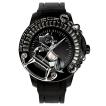 スワロフスキーのキラキラ腕時計 Galtiscopio(ガルティスコピオ) LA GIOSTRA 1 馬3　ブラック ラバーベルト