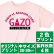 オリジナルで作るTシャツ印刷 中サイズ2色プリント 製作枚数4枚