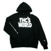 Tokyo Hemp Connection (トウキョウヘンプコネクション)  THC WORLD HOODY CHAMPION グラフィック プルオーバー パーカー / BLACK