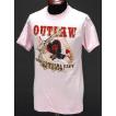 “OUTLAW This Cowgirl Can't Be Tamed”ウエスタンテイスト半袖Tシャツ(ピンク)