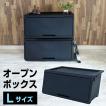オープンボックス Lサイズ (160-A21) 黒 ブラック モノトーン 日本製 国産 収納ボックス フタ付き 衣類収納 押入れ クローゼット 収納ケース
