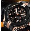 MEGIR 腕時計 メンズ 防水 クロノグラフ クォーツ ストップウォッチ　ローズゴールド  (バンドカラー/ブラック)
