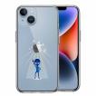 iPhone14Plus ケース クリア  宇宙人 ダンシング ブルー スマホケース 側面ソフト 背面ハード ハイブリッド