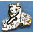 ポタリングキャット ピンズ 聴診器 ピンバッジ ピンブローチ グッズ 猫雑貨 ギフト かわいい グレー白ぶち