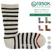 rasox ラソックス コットンボーダー・クルー 靴下 L字型 S/M/L ソックス くつ下 くつした メンズ レディース 日本製 吸放湿性 ベーシックシリーズ シンプル