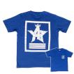 Tシャツ ロゴ カットソー 半袖 ブルー M,L デザイン プリント オリジナル メール便可 CROWN STAR「ブルー」
