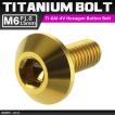64チタンボルト M6×15mm P1.0 頭部径14mm テーパーヘッド 六角穴 ボタンボルト ゴールドカラー 金色 1個 JA618