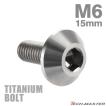 チタンボルト M6×15mm P1.0 テーパーヘッド 六角穴 ボタンボルト シルバーカラー 素地 1個 JA616
