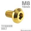 チタンボルト M8×15mm P1.25 テーパーヘッド 六角穴 ボタンボルト ゴールドカラー 1個 JA747