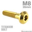 チタンボルト M8×35mm P1.25 テーパーヘッド 六角穴 ボタンボルト ゴールドカラー 1個 JA759