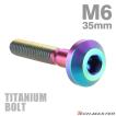 チタンボルト M6×35mm P1.0 テーパーヘッド 六角穴 ボタンボルト レインボー 1個 JA862
