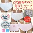 ショーツ レディース パンツ 女の子用 女性用 綿100％ 可愛い バックプリント 婦人用 日本製 2枚組 セット ヤマダ 4210