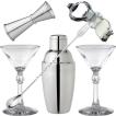 カクテルシェーカーセット バーテンダー セット B カクテルシェイカ―＆カクテルグラス２ヶ＆メジャーカップ＆バースプーン＆シーズラ―のセット】バー用品