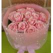 誕生日プレゼントや結婚記念日等お祝いに人気のサプライズブーケ キラキラ光るバラの花束 ダズンローズ ピンクパールラメ