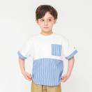 子供服 異素材(ギンガム/ストライプ)切り替え半袖Tシャツ 男の子 ボーイズ トップス 半袖Tシャツ タンクトップ
