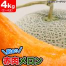 メロン 赤肉 わけあり 訳あり 約4kg 2〜4玉 北海道産 8月中旬前後頃より順次発送 常温 冷蔵 