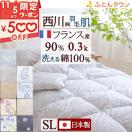 東京 西川 羽毛肌掛け布団 シングル 洗える 日本製 ふんわり『0.3kg』フランス産ダウン90％ 綿100%側生地 羽毛布団 夏用 薄手