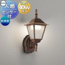 人感センサー付ポーチライト OG264323LCR アルミダイカスト鉄錆色 ガラス透明ケシ ...