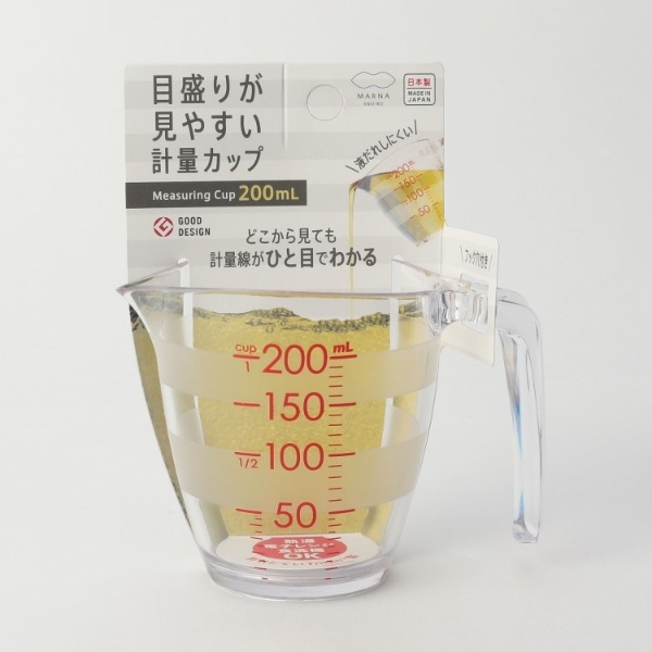 marna 目盛りが見やすい計量カップ 200ml（クリア）K649CL×1個の商品画像