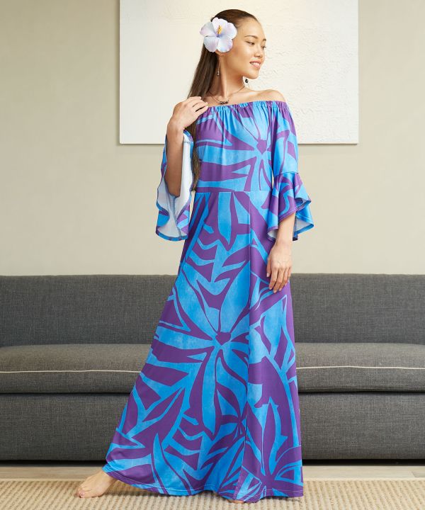 [Maunaloa]Ocean Blue Birdtiaretapa рукав One-piece 