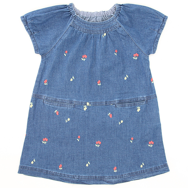 [ baby ] Cherry / лента вышивка стрейч Denim сарафан 
