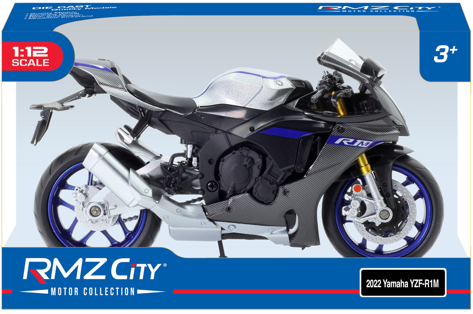 童友社 1/12 モーターサイクル 2022 Yamaha YZF-R1M 黒/塗装済み完成品