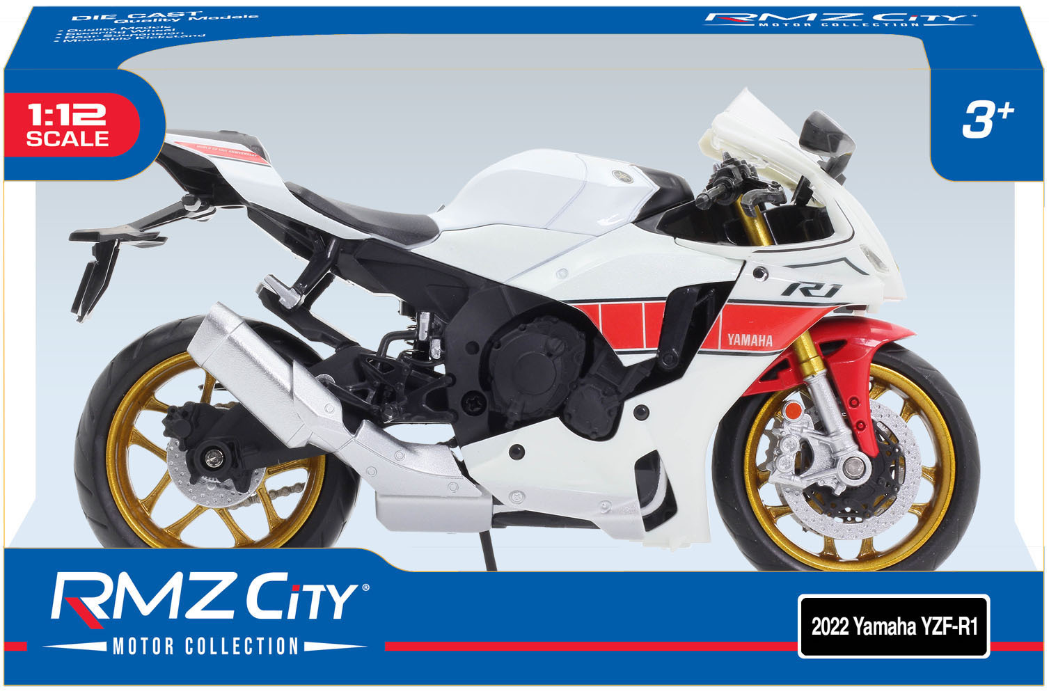 童友社 1/12 モーターサイクル 2022 Yamaha YZF-R1 白/塗装済み完成品の商品画像