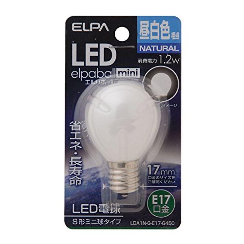 ELPA エルパボールミニ LED装飾電球 S形ミニ球タイプ LDA1N-G-E17-G450 （昼白色相当） エルパボールミニ LED電球、LED蛍光灯の商品画像