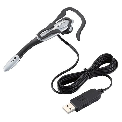 ELECOM USBヘッドセット（イヤーフックタイプ） HS-EP13USV（シルバー）×1セット イヤホンマイク、ヘッドセットの商品画像