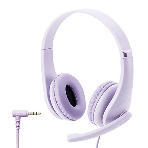 エレコム 子ども用ヘッドセット 有線 4極ミニプラグ 両耳 マイクアーム付 HS-KD01TPL（パープル）の商品画像